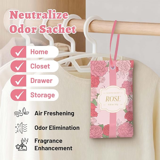 STRN Scented Sachets for Drawer and Closet, Rose Scent 14 Pack for Home - Image 3