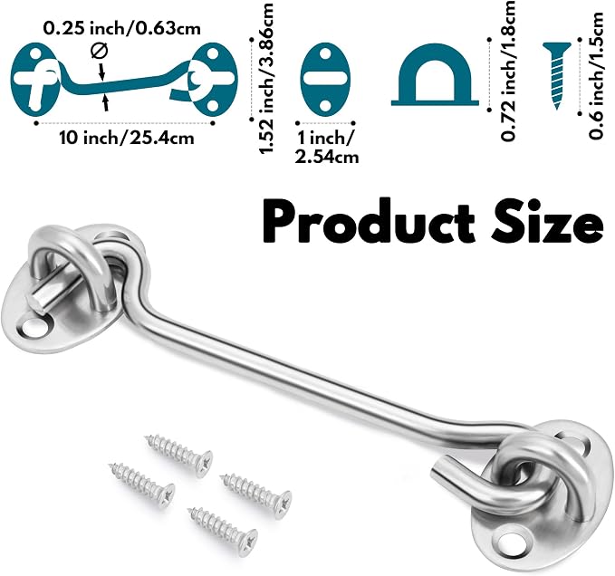 10 Inch Privacy Hook and Eye Latch - Image 2