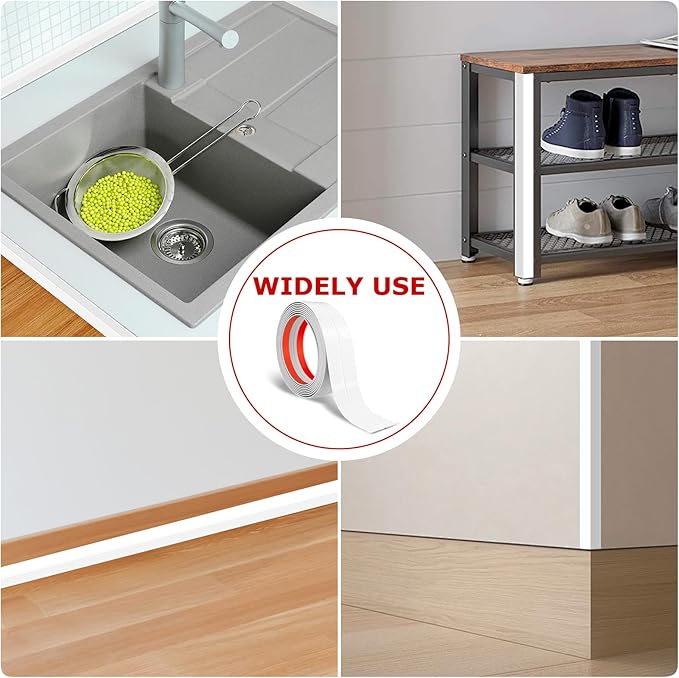 Flexible Wall Corner Protector Moulding Trim Peel and Stick Wall Corner Guards Edge Protector Self Adhesive Molding Trim Strip for Edge Ceiling (White, 1.6 in x 10 Ft)