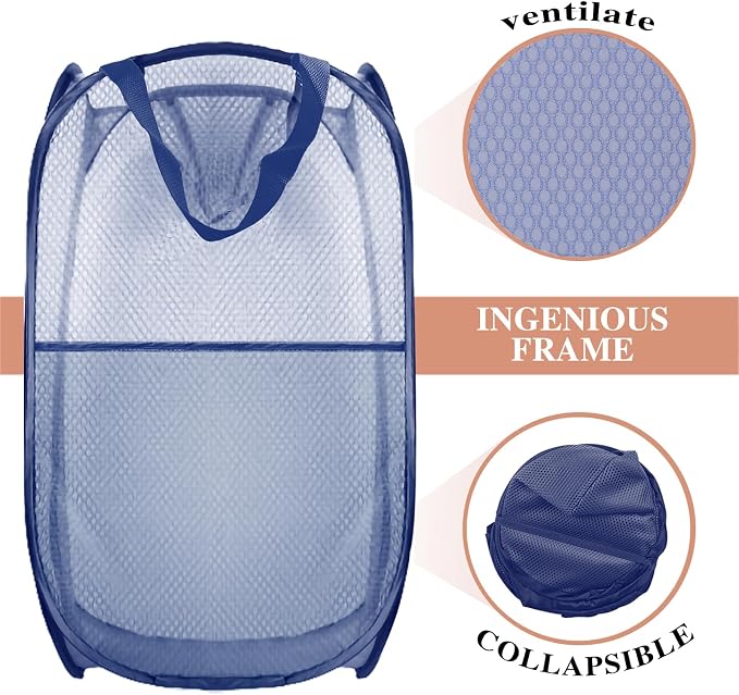 Collapsible Pop Up Laundry Hamper, Extra Large Mesh Foldable Laundry Basket Bag - Image 4