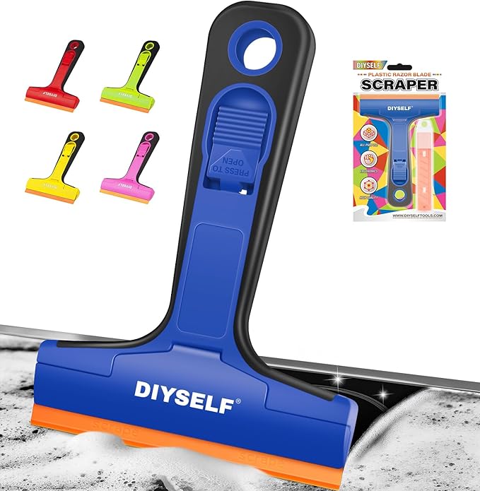 DIYSELF Window Scraper with 5 Pcs 4-Inch Plastic Razor Blades by DIYSELF