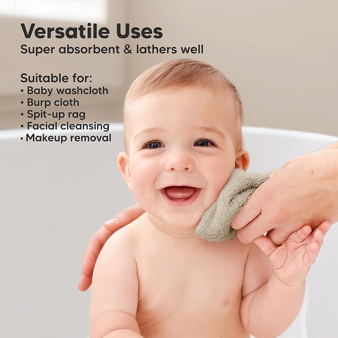 6-Pack Baby Washcloths, Soft Absorbent Washcloths - Image 6