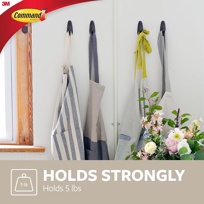 Command Medium Brushed Nickel Forever Classic Hooks, 2 Hooks, 4 Strips | - Image 3