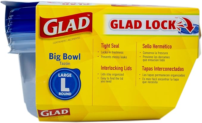 Glad GladWare Big Bowl Food Storage Containers, 48 Oz, 6-Pk | Lock-tight seal - Image 6