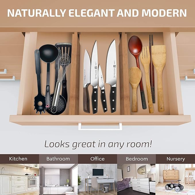 6-Pack Drawer Dividers 2.6-Inch High Dresser Drawer Organizer 16 to 22 Inch | - Image 2