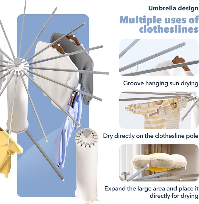 Heavy-Duty Aluminum Tripod Clothes Drying Rack, Reinforced Stable Design - Image 4