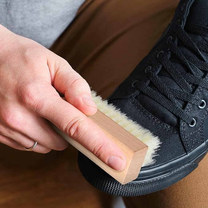 GLEAVI 4Pcs Shoe Cleaning Brush Set: Sturdy Wood Handle Soft Nylon Bristle - Image 6