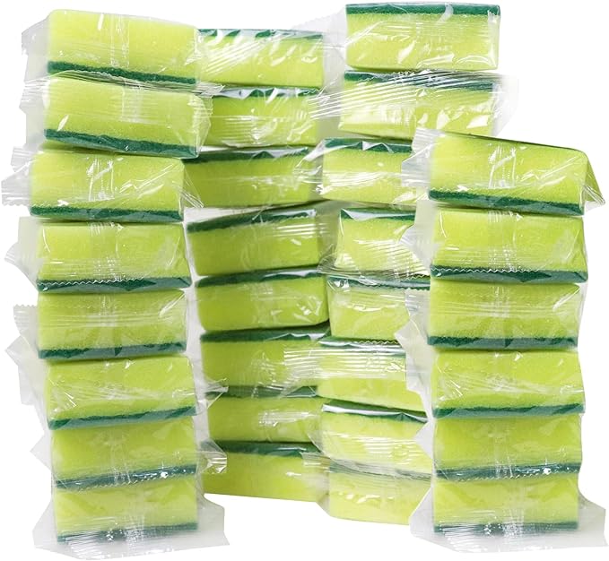30 Pack Sponge Individually Wrapped, Kitchen Sponges Bulk | Non Scratch by GWZiehory