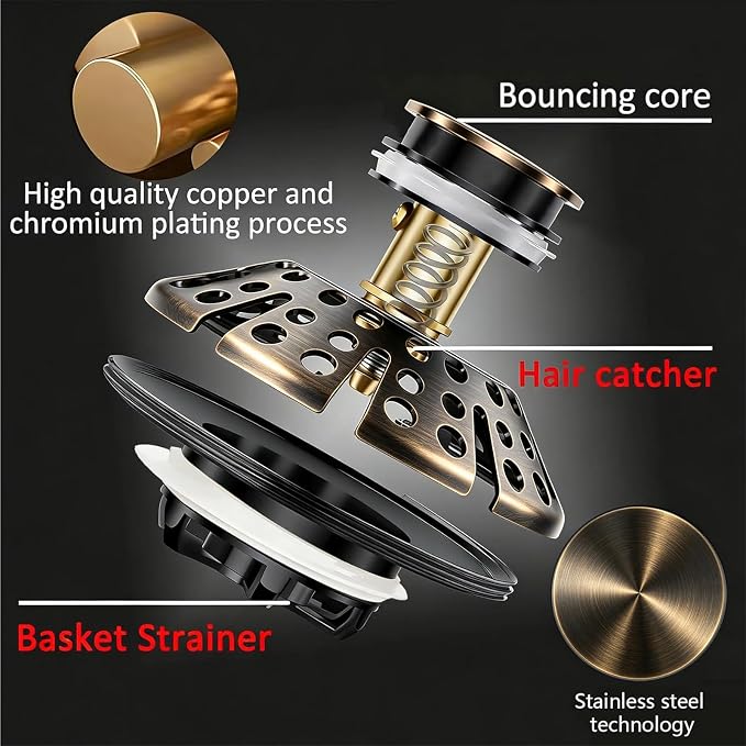 AzWzz Bathtub Drain Stopper, Pop Up Tub Stopper Plug - Image 6