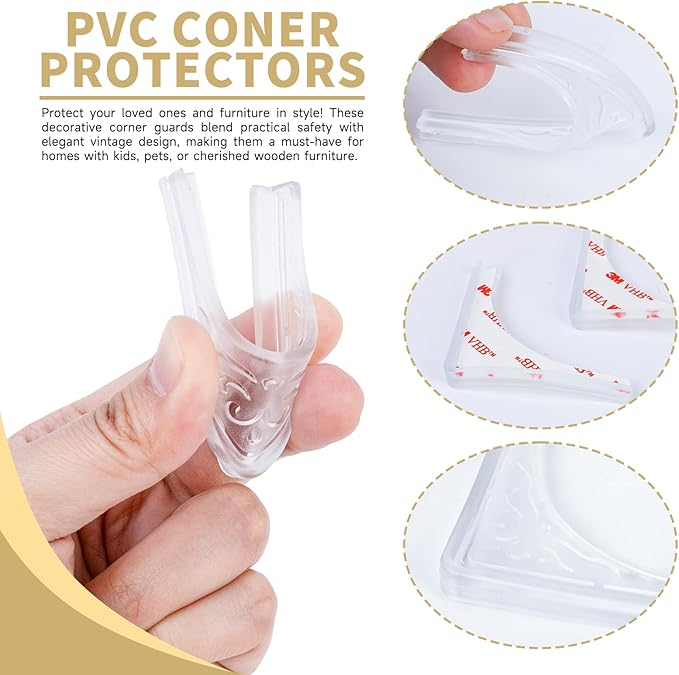 4 Pcs Safety Soft Corner Protectors Guards,Table Corner Protectors Proof Corners and Edge Protectors for Furniture Bookcases Drawers (Transparent)