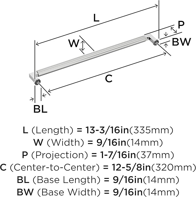 Amerock Ballard 12-5/8 inch (320mm) Center-to-Center Polished Chrome Cabinet Pull, BP3764926