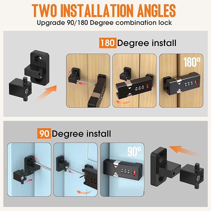 Keyless Cabinet Lock,Cabinet Password Locks with Luminous,3-Digit Combination Door Lock for Drawers, Barn Door, Bathroom, Outdoor, Closet, Fence,Protect Privacy(2PCS,Black)