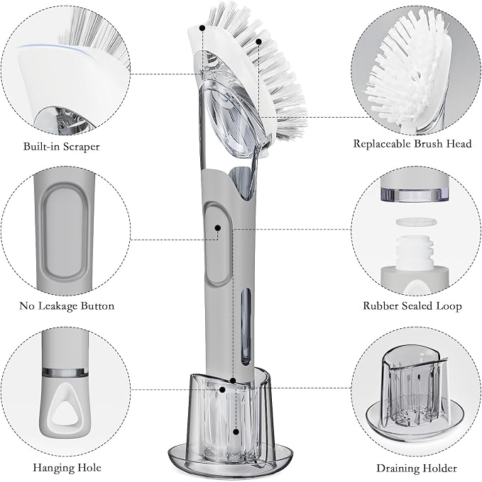 RIMAY Soap Dispensing Dish Brush Set - Image 7