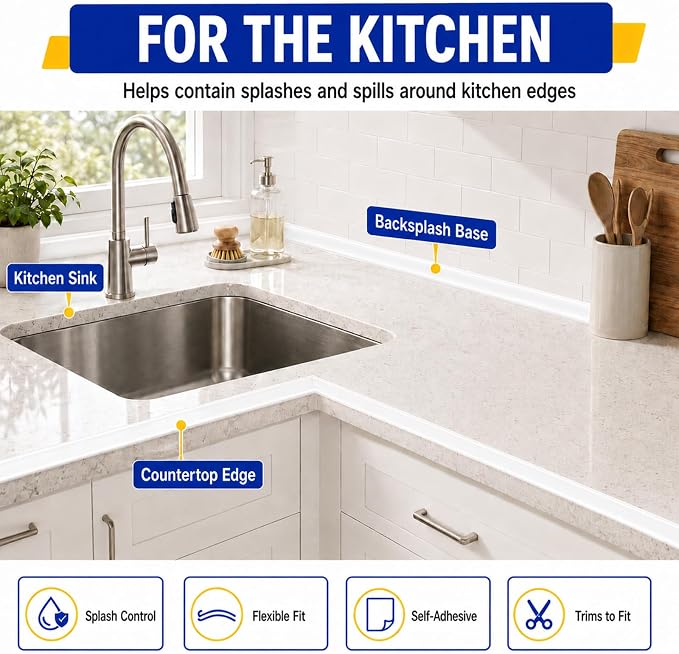 Kitchen Sink Splash Guard and Bathtub Water Barrier, 39 in, splash guard - Image 5