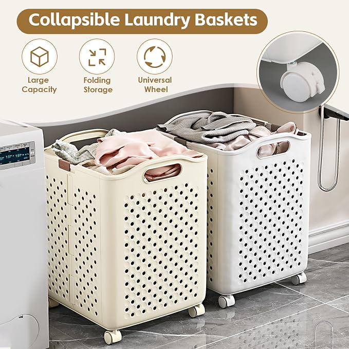 57L Foldable Collapsible Laundry Basket, - Image 2