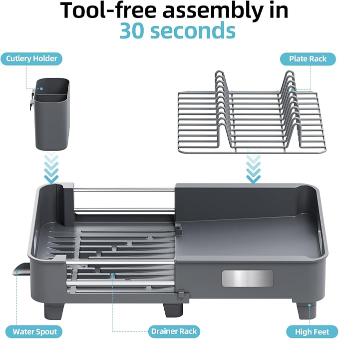 TOOLF Extendable Dish Drying Rack - Image 8