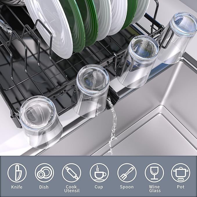 Runnatal Large Dish Drying Rack Stainless Steel Sink - Image 5