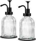 SheeChung 12oz Clear Glass Liquid Soap Dispenser, 2 Pack | Elegant Hand Soap by SheeChung