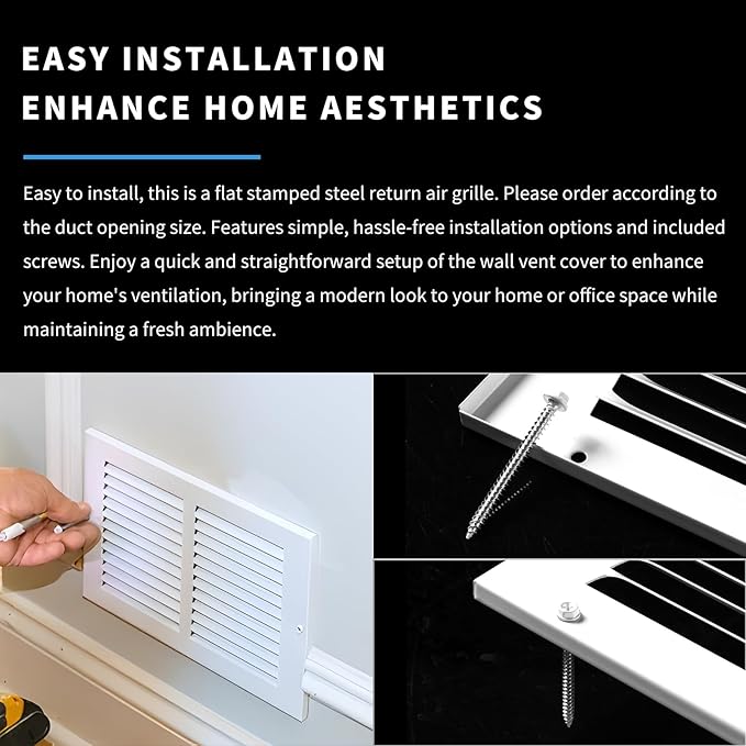30x10 Return Air Grille(Duct Opening Size),Air Return Vent Cover,Flat Vent Cover,Rejillas De Aire Acondicionado Para Casa,Return Air Grilles,Outer Dimensions:31.75"Wx11.75"H(30"W x 10"H, Duct Opening)