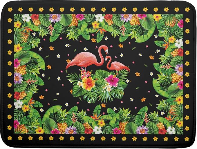 Giwawa Tropical Flamingo Dish Drying Mat Palm Leaves Absorbent Dishes Drainer by Giwawa