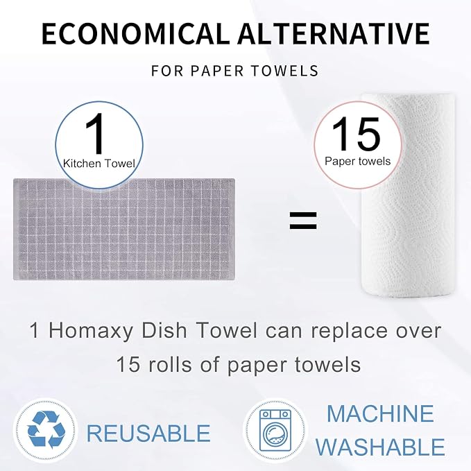 Homaxy Kitchen Towels and Dishcloths Set, Light Grey - Image 7