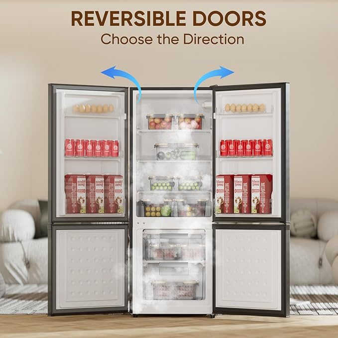 Upstreman 7.1 Cu.Ft Refrigerator with Bottom Freezer, Apartment Fridge with Freezer, Energy-efficient, Large Capacity, Adjustable Thermostat, Refrigerator for Apartment, Kitchen, Dorm(BM71)