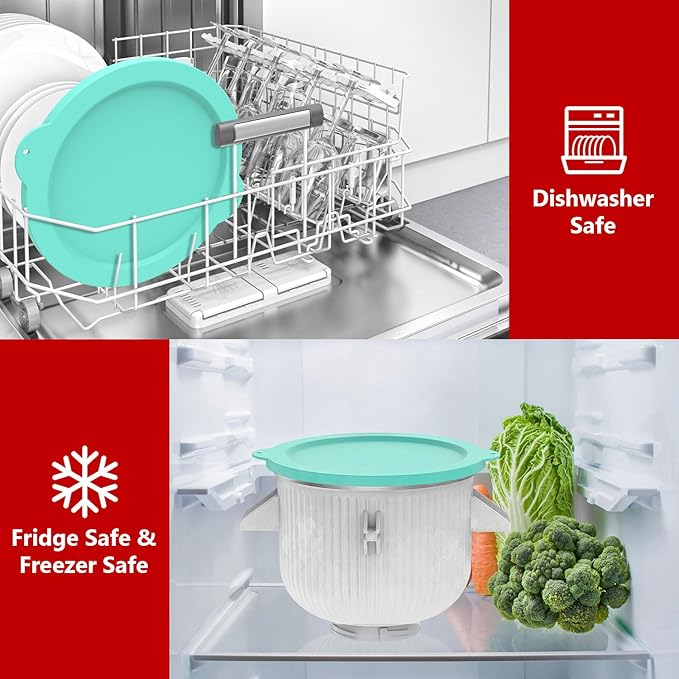 Silicone Covers for Kitchenaid Ice Cream Bowl, Silicone Lid Compatible with Kitchenaid Tilt-Head Stand Mixer 4.5-5 Quart Stainless Steel Bowls, Dishwasher Freezer Safe