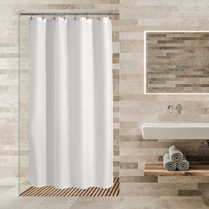 ALYVIA SPRING 48x72 Stall Waterproof Fabric Shower Curtain or Liner White - Image 6