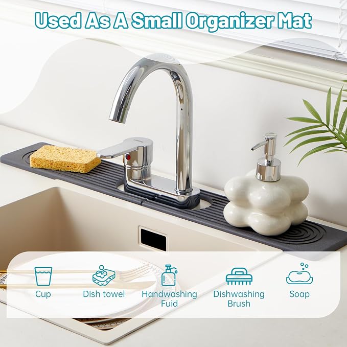 Stone Faucet Mat for Kitchen Sink Oval Hole Bathroom sink splash guard | - Image 7