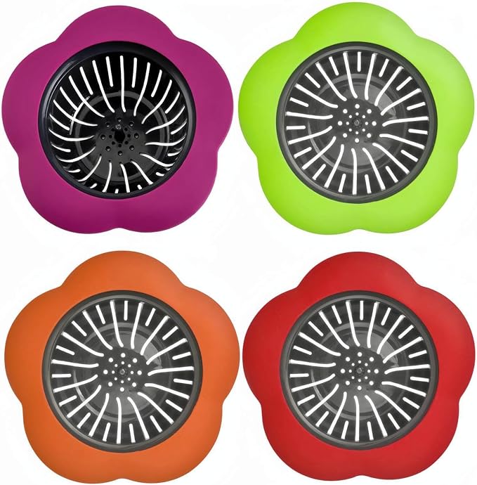 Silicone Sink Drain Strainer, 4 Pack by JIANYI