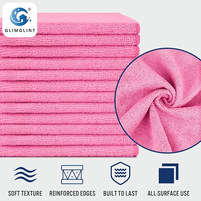 GLIMGLINT Microfiber Cleaning Cloth, 12 Pack Towels - Image 3