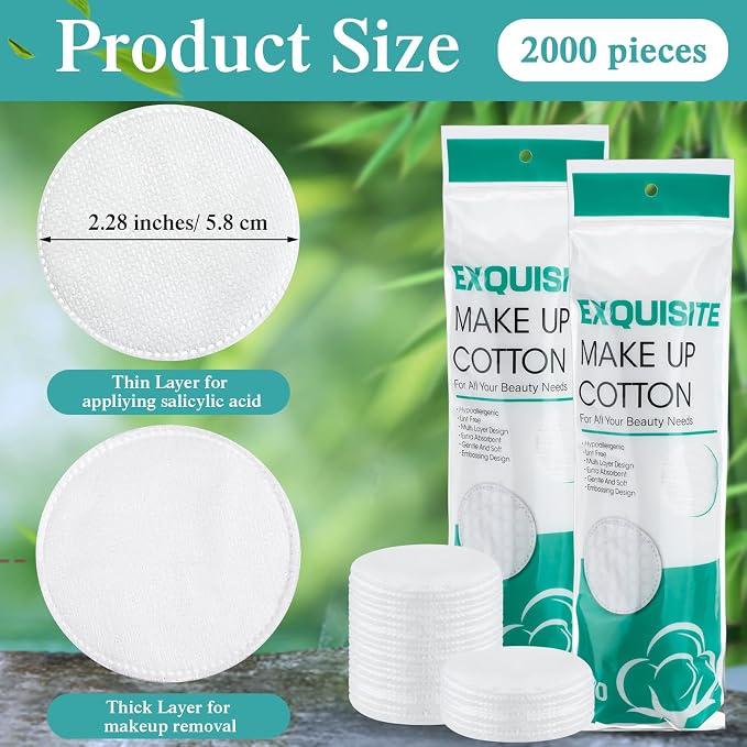 Maxcheck 2000 Pcs Cotton Rounds Bulk, Makeup Remover Pads - Image 2