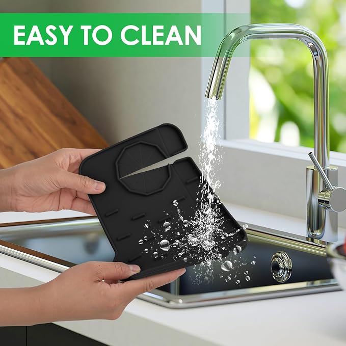 Dimeho Sink Faucet Splash Guard Mat Silicone Soap Dish Pad Faucet Handle Drip - Image 5