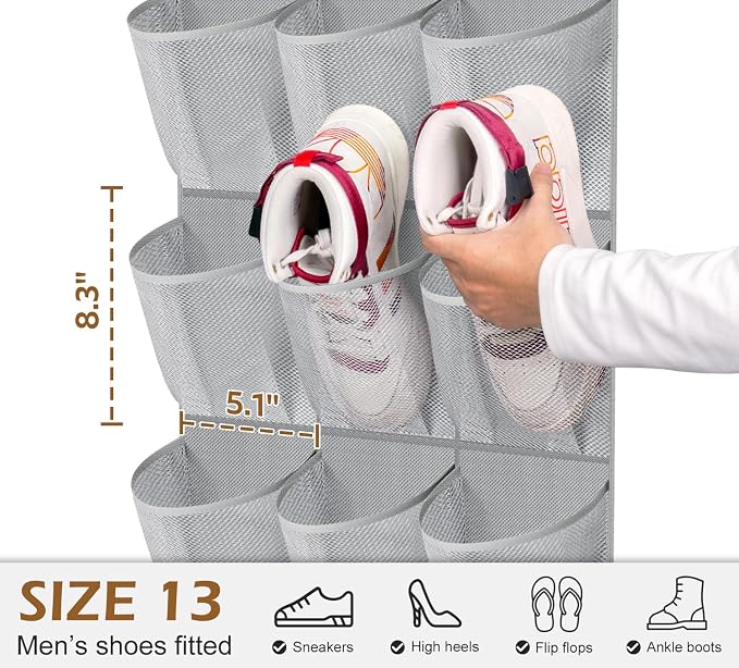 MISSLO 30 Large Pockets Dual Sided Hanging Shoe Organizer - Image 3