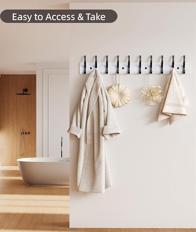 Optish 2 Pack Wooden Coat Rack Wall Mount, 16.1" Rustic Coat Hanger Hooks - Image 4