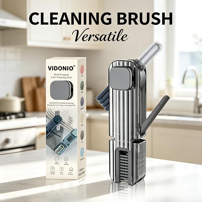VIDONIO 4 in 1 Cup Lid Gap Cleaning Brush, Mutipurpose Tiny Silicone Cup Holder - Image 9