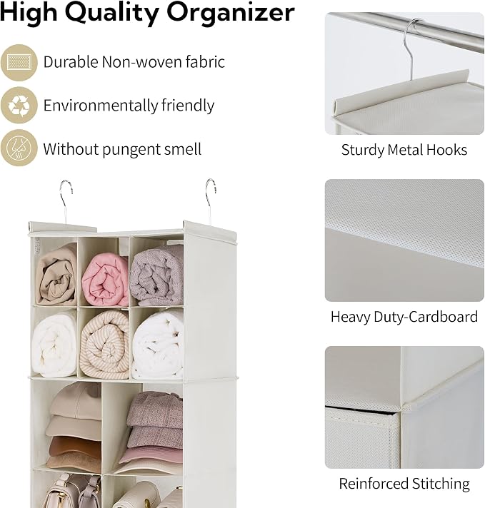 GRANNY SAYS Hanging Closet Organizer, 3 Drawers, 6 Shelves, 6 Shelves & - Image 6