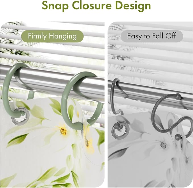 Amazer Plastic Shower Curtain Rings, O Shape Sage Green Shower Curtain Hooks - Image 3