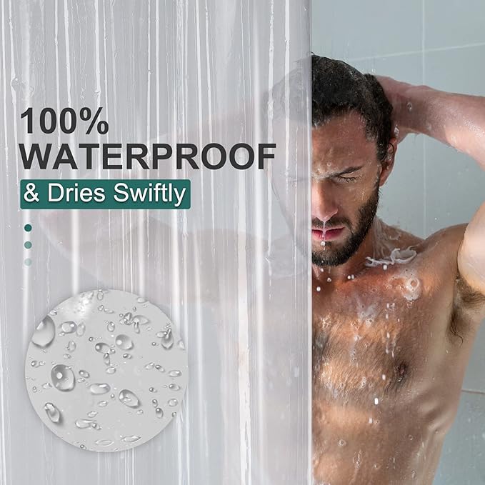 AmazerBath 78 Inch Shower Curtain Liner Clear Plastic, Long Shower Curtain - Image 3