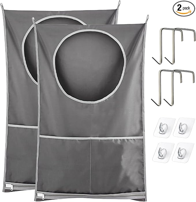 2 Pack Hanging Laundry Bag，Over the Door Laundry Hamper by Unknown