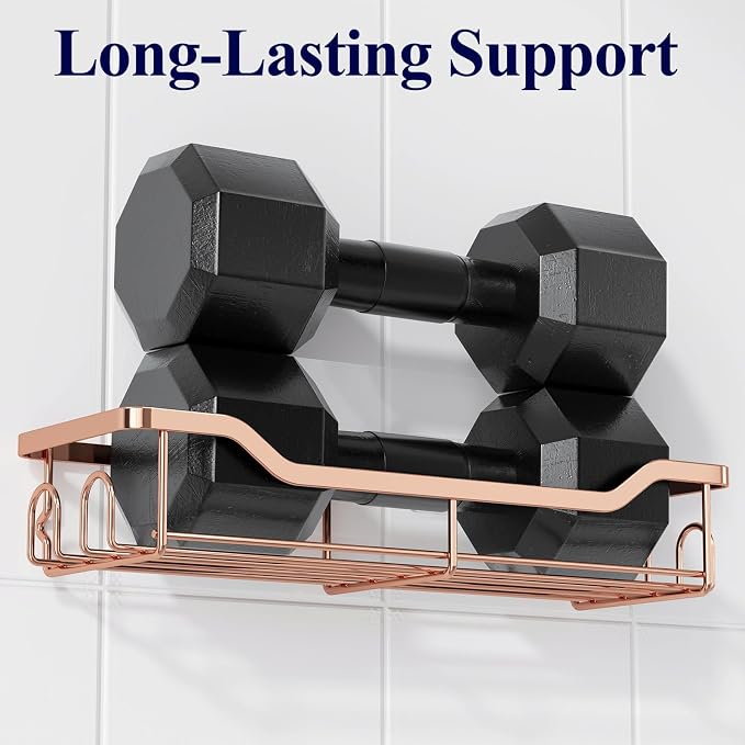 Kitsure Shower Caddy, Adhesive Shower Organizer, Rose Gold - Image 4