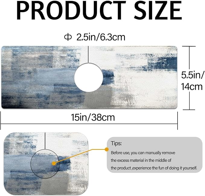 MCALK Blue Kitchen Sink Faucet Mat Splash Guard, Absorbent Quick-Dry Kitchen - Image 5