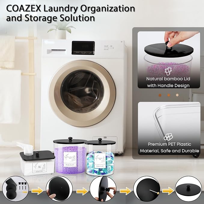 COAZEX 3 Pack Clear Laundry Powder Container & Dryer Sheet Holder - Image 4