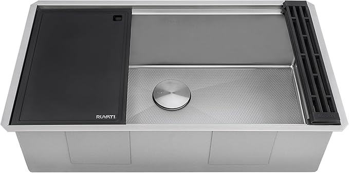 Ruvati Hex Bottom 33-inch Workstation Scratch Resistant Embossed Texture Kitchen Sink Stainless Steel - RVH8633