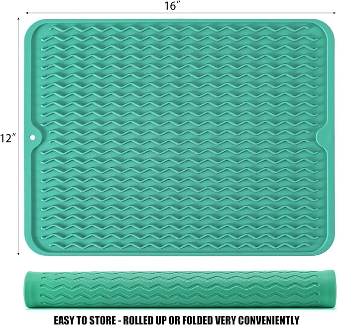 Silicone Dish Drying Mat, Non-Slip Easy Clean Sink Mat, Large Heat-resistant - Image 2