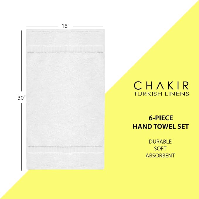Chakir Turkish Linens 100% Cotton 6-Pack Hand Towels 16x30, Oeko-Tex Certified - Image 5