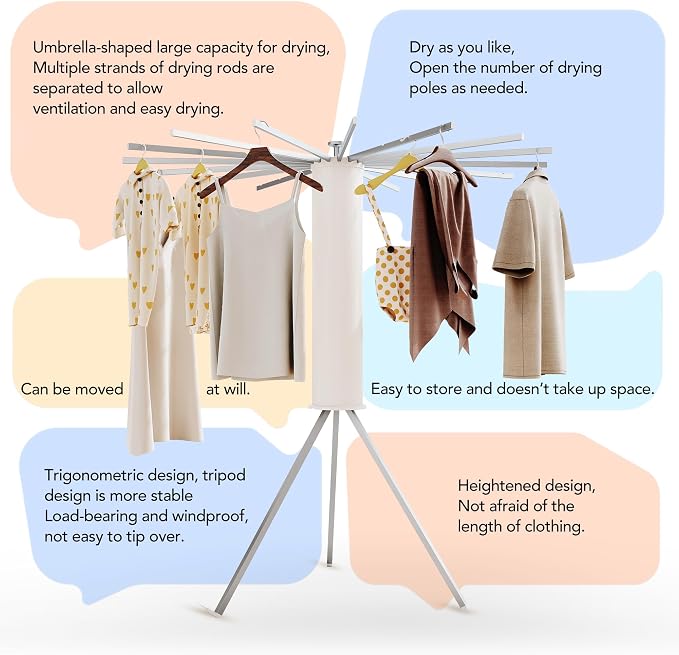 LIENAHU Clothes Drying Rack, Drying Rack Clothing, Laundry Drying Rack - Image 6