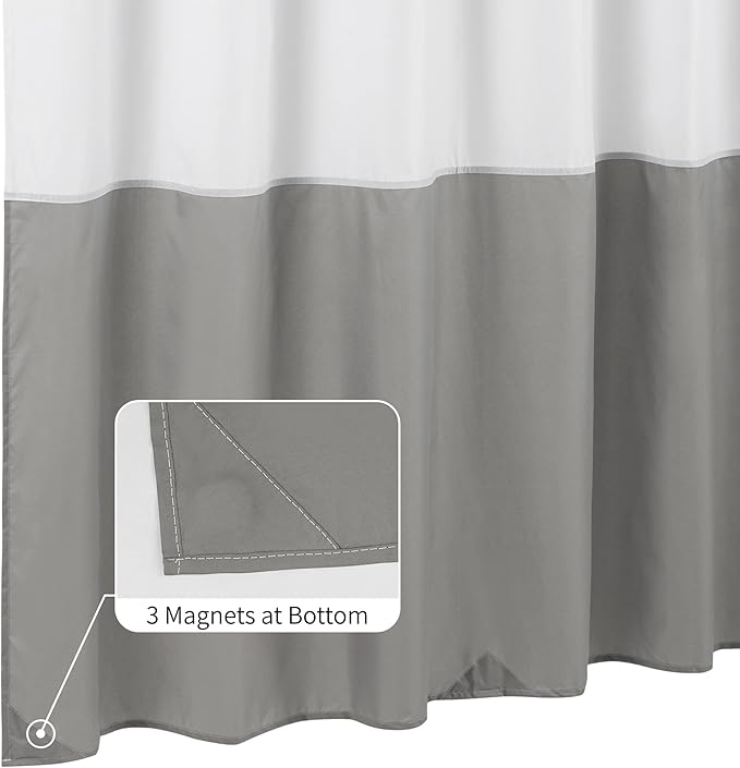ALYVIA SPRING Waterproof Fabric Shower Curtain or Liner White/Grey - Image 2