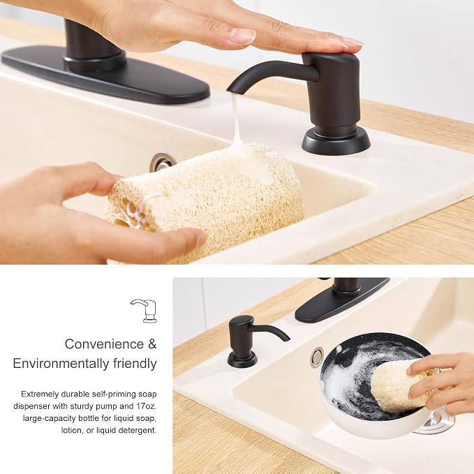 GAGALIFE Dish Soap Dispenser for Kitchen Sink, 17 oz Bottle, Matte Black | - Image 7
