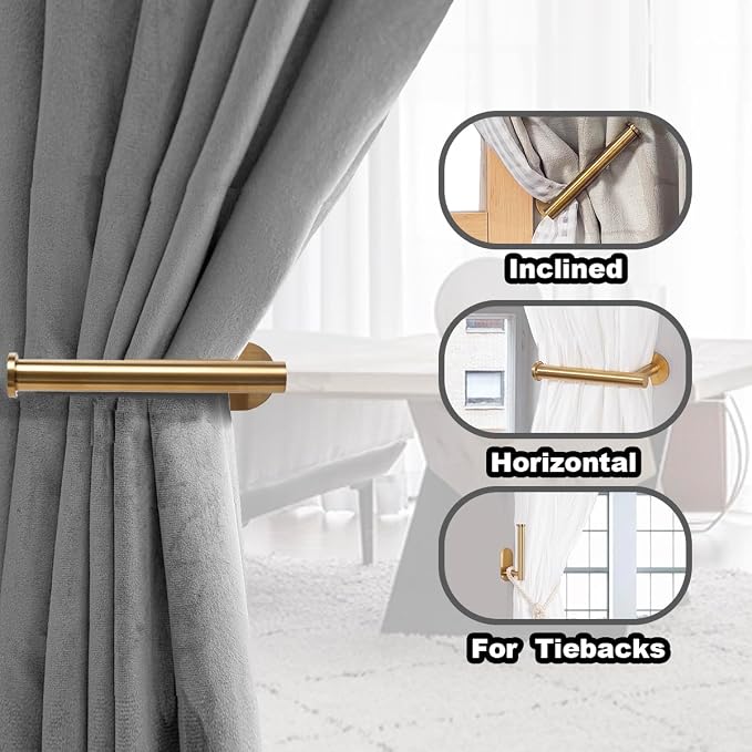 2 Pack Adhesive Curtain Holdbacks, No Drill Metal Curtain Tie Backs Holders - Image 3